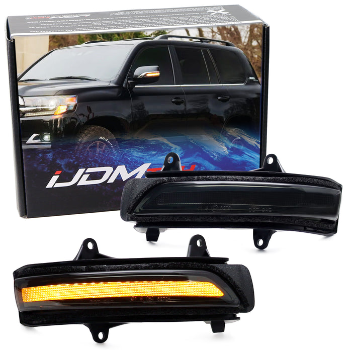 Smoke Lens Full LED Sequential Side Mirror Light For Toyota 2013-21 Land Cruiser