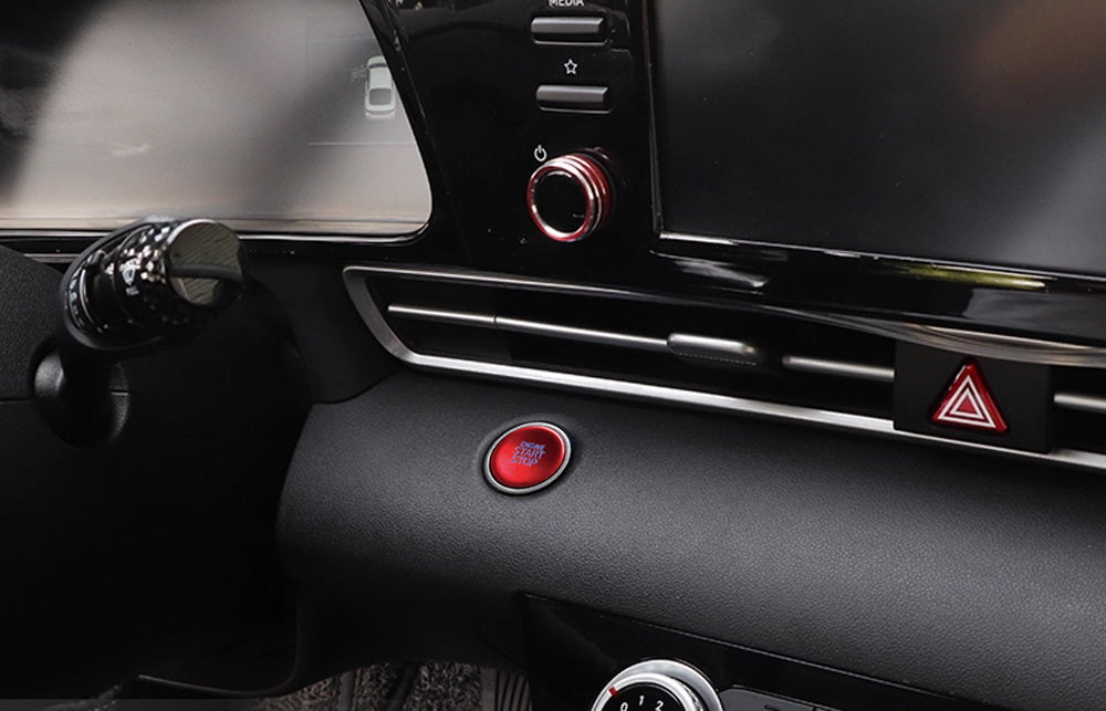 Sports Red Engine Push Start Button w/ Laser CNC Cut Letters For Hyundai Elantra
