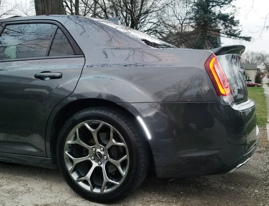 Smoked Lens All White Full LED Side Marker Light Kit For 2015-2023 Chrysler 300