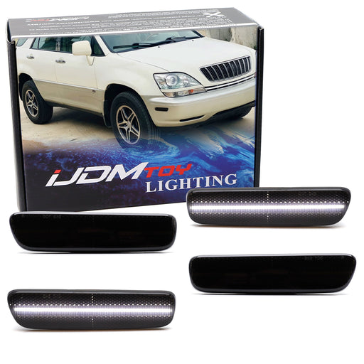 Smoked Lens All White Full LED Front/Rear Side Markers For Lexus 1999-2003 RX300