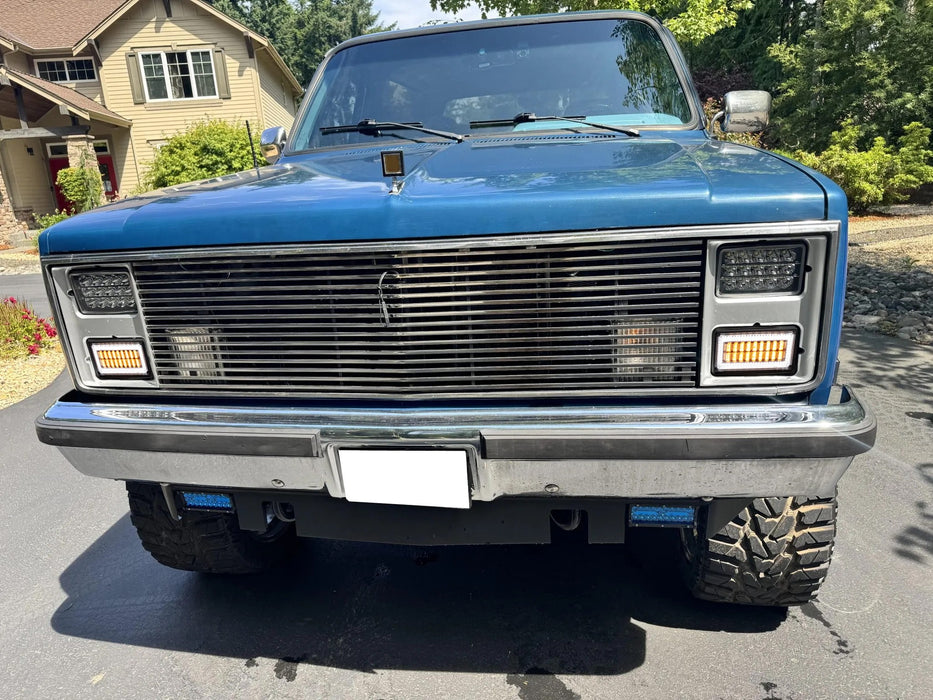 Clear Lens White LED DRL & Amber Turn Signal Lights For Chevy/GMC C/K SUV Truck