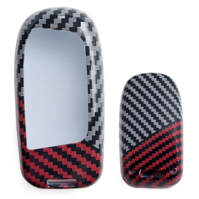 Black/Red "Carbon" Pattern Hard Key Case Shell For Dodge Jeep Chrysler Smart Key