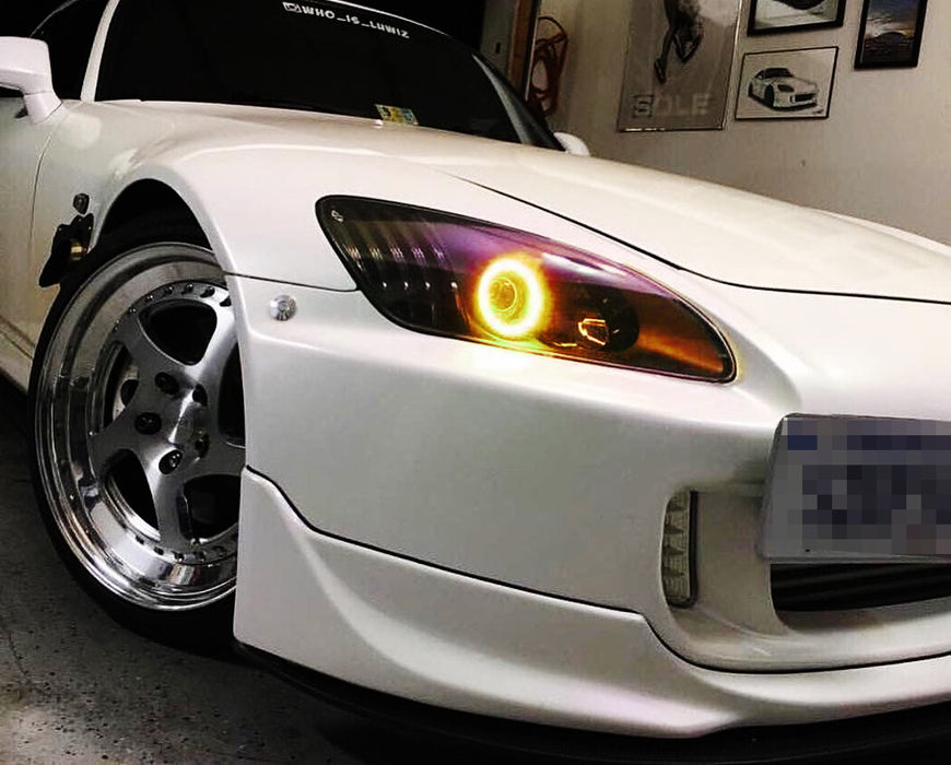 Type R Fl5 Led Halo Rings Pair 75mm Amber Yellow LED Headlight Retrofit Decoration Halo Ring Lig ...