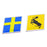 Swedish Gold Nordic Cross w/ Prancing Moose Emblem Badge Set For Volvo Trunk Lid