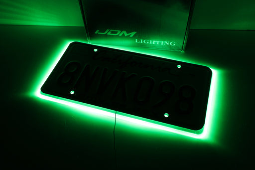JDM Style Green LED Illuminated Background Light Frame Kit For US  License Plate