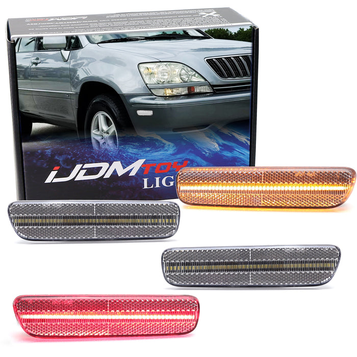 Clear Lens Amber/Red Full LED Front/Rear Side Markers For Lexus 1999-2003 RX300