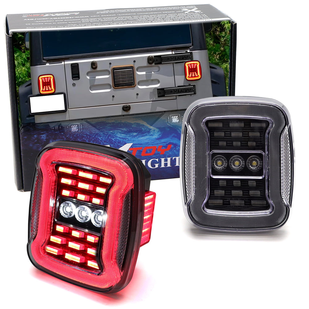 JL Style Clear Lens Full LED Taillamps For Jeep 76-06 CJ5 CJ7 CJ8 Wrangler YJ TJ