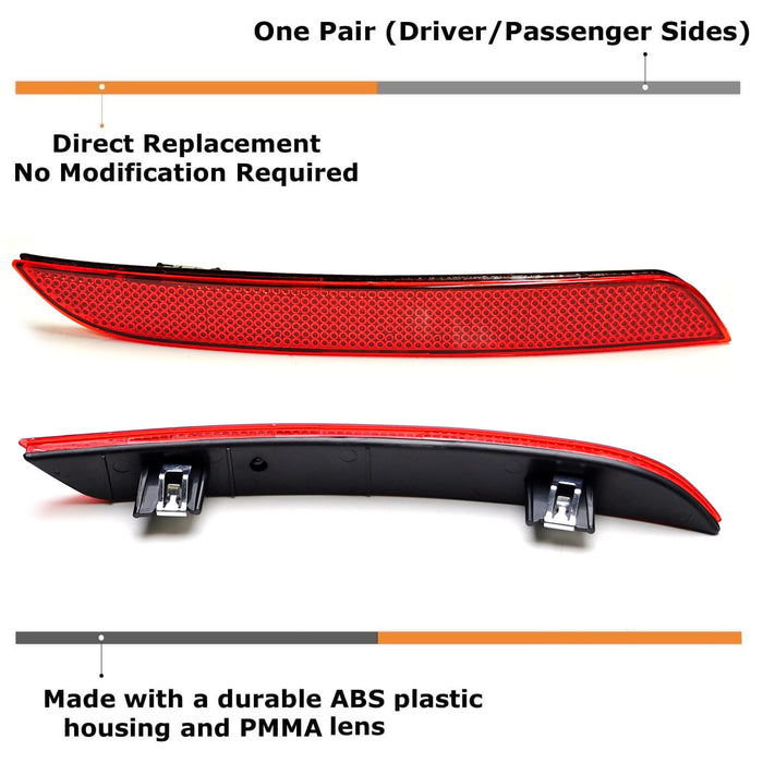 OE-Spec Red Rear Bumper Reflectors For BMW 2010-2013 F10 528i 535i 550i Standard