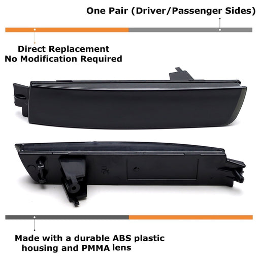 Dark Smoked Rear Bumper Reflectors For Infiniti FX Nissan Kicks Juke Sentra, etc