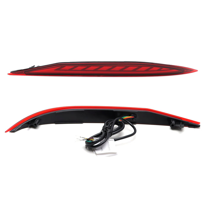 Dark Red Full LED Rear Bumper Reflectors For 2021-23 Elantra w/ Sequential Blink