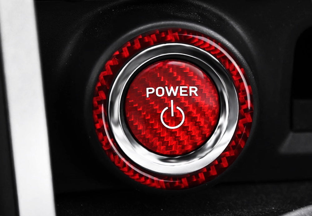 Red Real Carbon Fiber Engine Start Stop Button Cover For Toyota Lexus Hybrid EV
