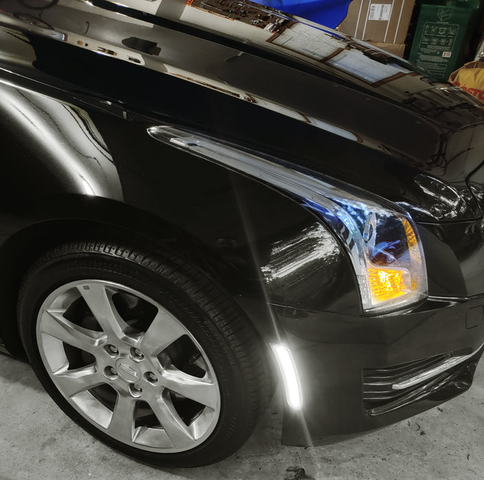 Smoked Lens Front White LED Side Marker Lights For Chevy Camaro Cadillac ATS CTS