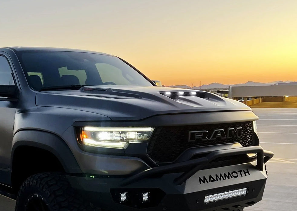 Smoked Lens White Full LED Hood Scoop Clearance Marker Lights For 21-up RAM TRX