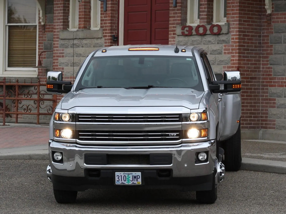 Black-Out Amber Full Strip LED Cab Roof Light Kit For 15-19 Silverado Sierra HD