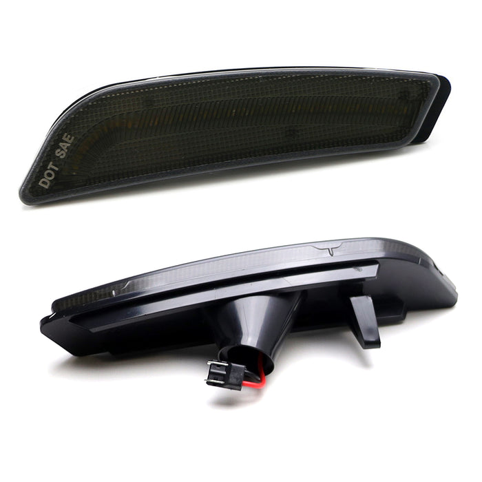 Smoked Lens White Full LED Front Side Marker Lights For 2003-2007 Cadillac CTS