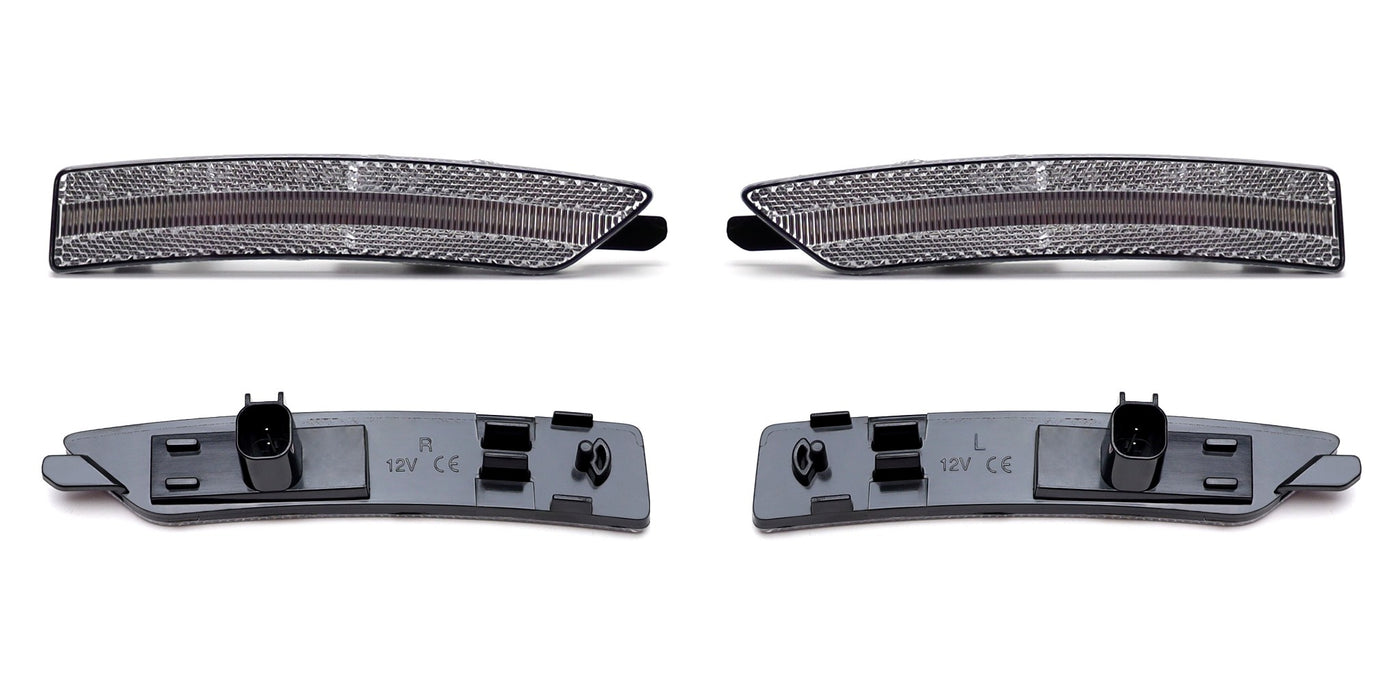 4pc Set Clear Lens Amber/Red Full Strip LED Side Markers For Ford 2024+ Mustang