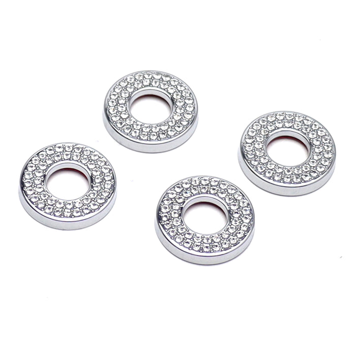 4x Round Crystal Bling Alloy Door Lock Pin Decorative Rings For Mercedes C E GLC
