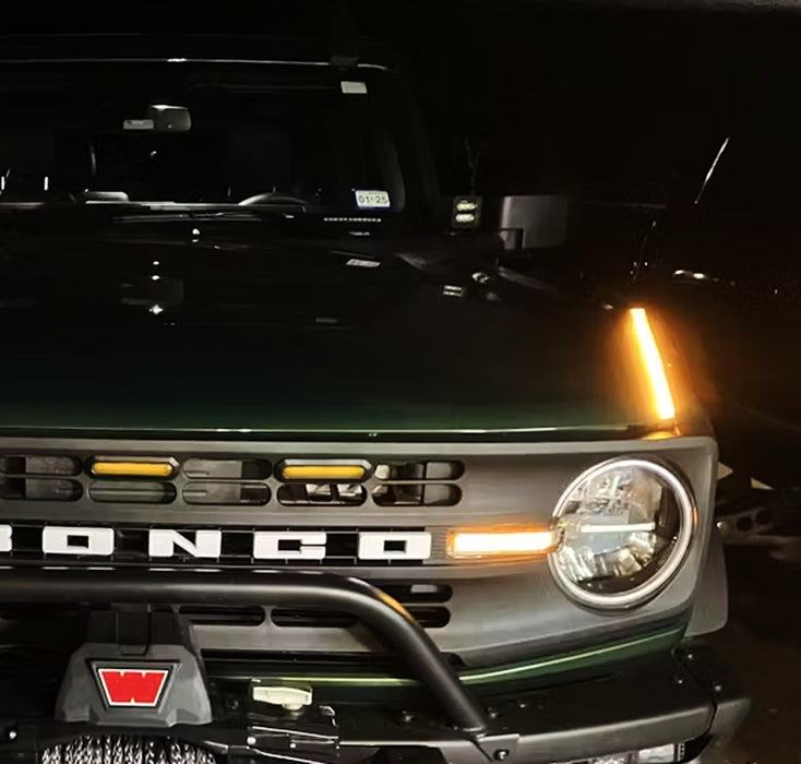 Hood Trail Sight Replace White/Amber Switchback LED DRL Markers For Ford Bronco