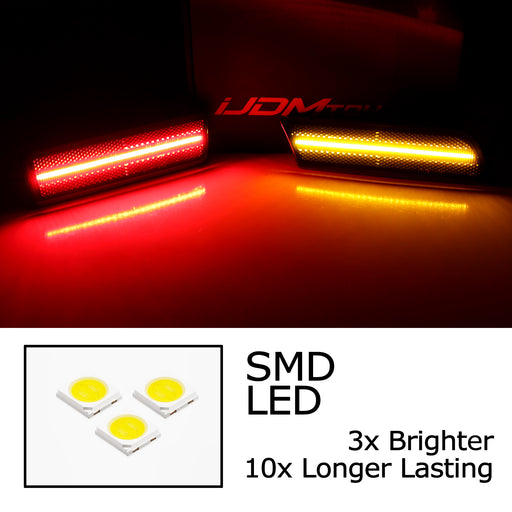 Smoked Lens Amber/Red LED Bumper Side Markers For Ford 2010-13 Transit Connect