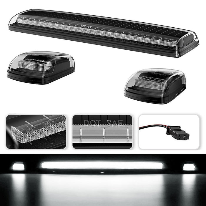 Black-Out White Full Strip 3D LED Cab Roof Light Kit For 20+ Silverado Sierra HD
