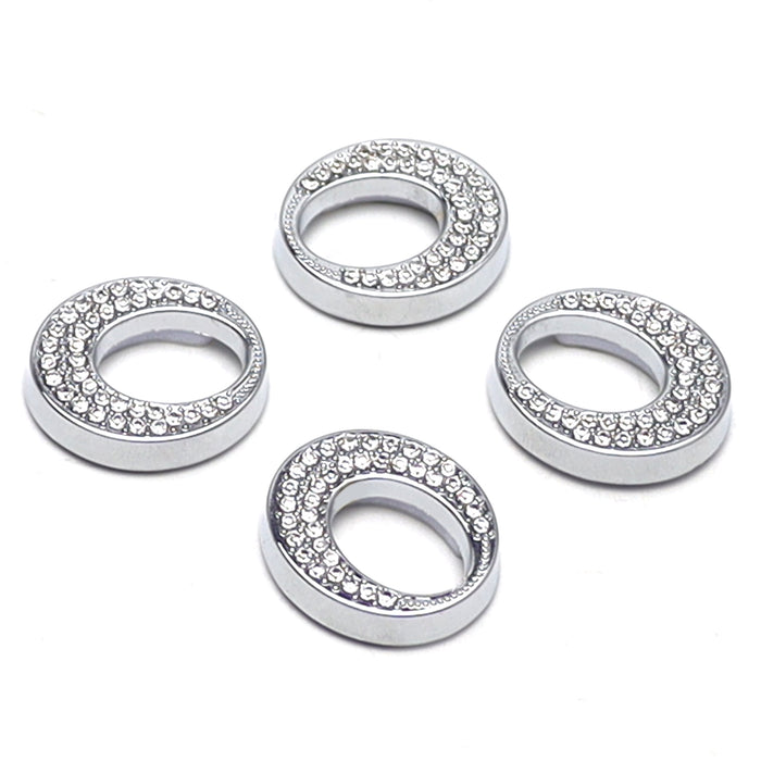 4x Oval Crystal Bling Alloy Door Lock Pin Decorative Rings For Mercedes CLA GLA