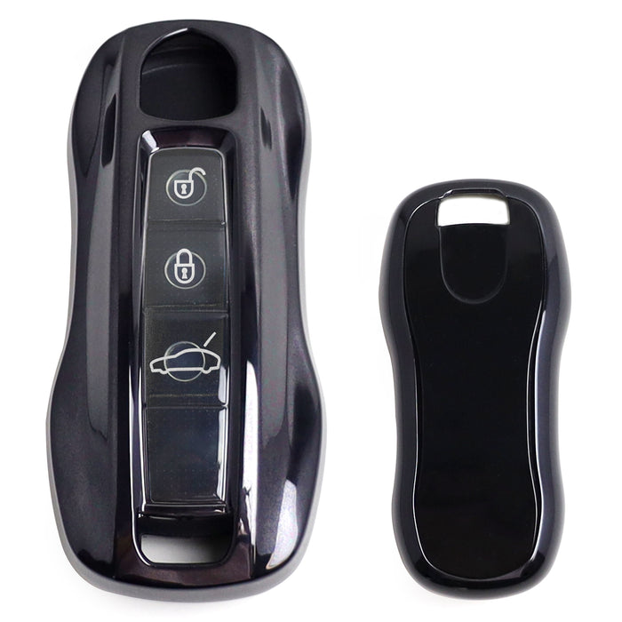 Black TPU Key Fob Cover w/ Button Cover Panel For 2017-up Porsche Panamera G2