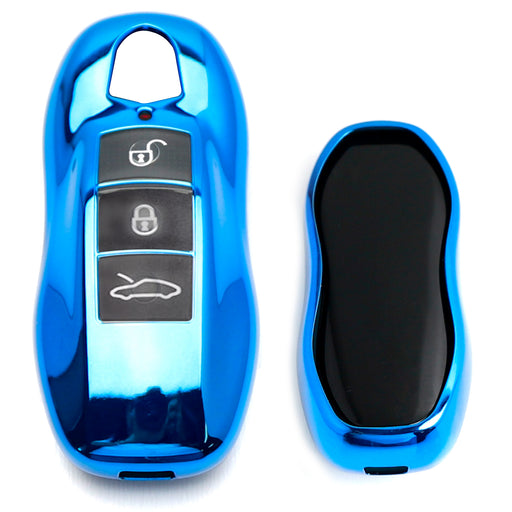 Blue TPU Key Fob Cover Case For Porsche Cayenne Panamera Macan 718  Cayman 911