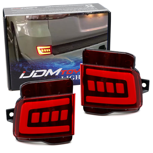 Red Lens 3D LED Rear Bumper Reflector Rear Fog Light Assy For 16-21 Land Cruiser