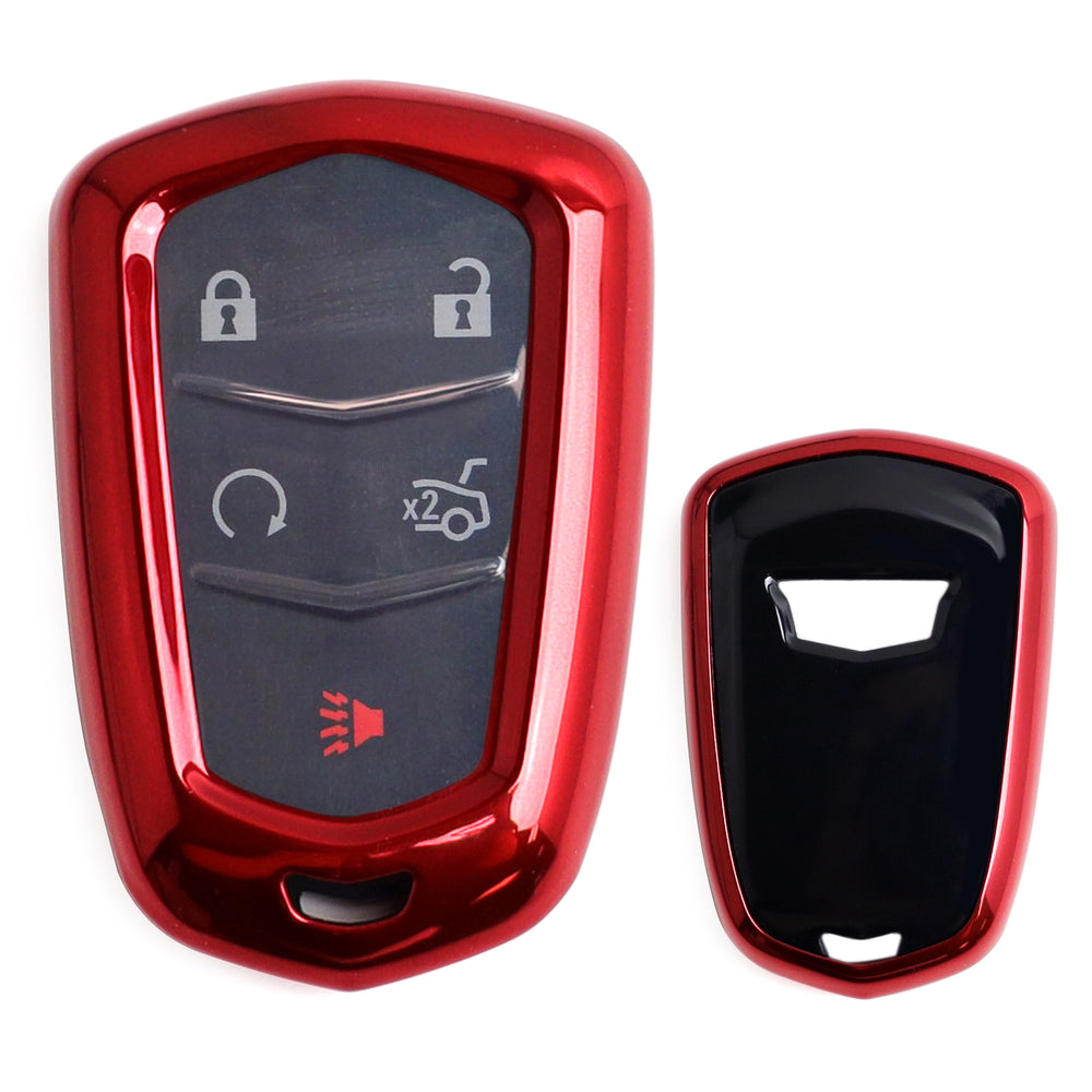 Chrome Red TPU Key Fob Case For Cadillac ATS CTS CT6 XTS XT5 ELR SRX Escalade