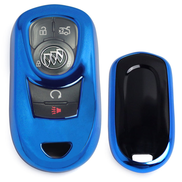 Chrome Blue TPU Key Fob Case For Buick Envision LaCrosse Encore Regal Enclave