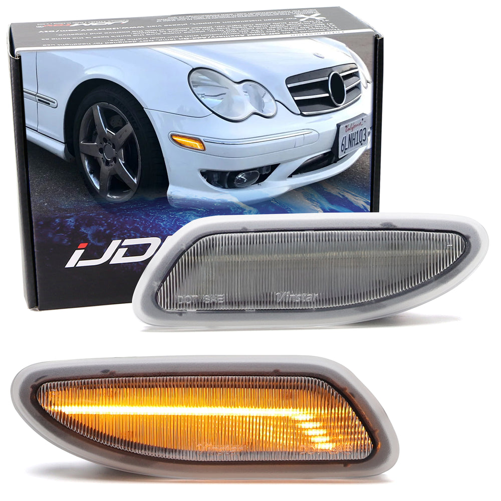 Euro Clear Lens Amber LED Side Marker Lights For 2001-07 Mercedes W203 C-Class