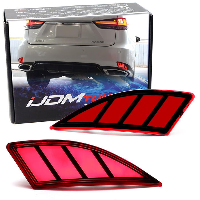 Full LED Bumper Reflector Lights For Lexus 20-22 RX w/ Tail Brake Signal Feature