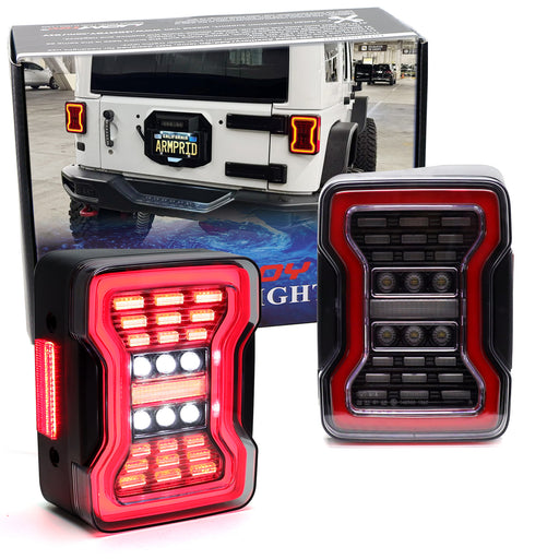 JL Style Clear Lens 4-In-1 Full LED Tail Lights For Jeep 1997-17 Wrangler JK JKU