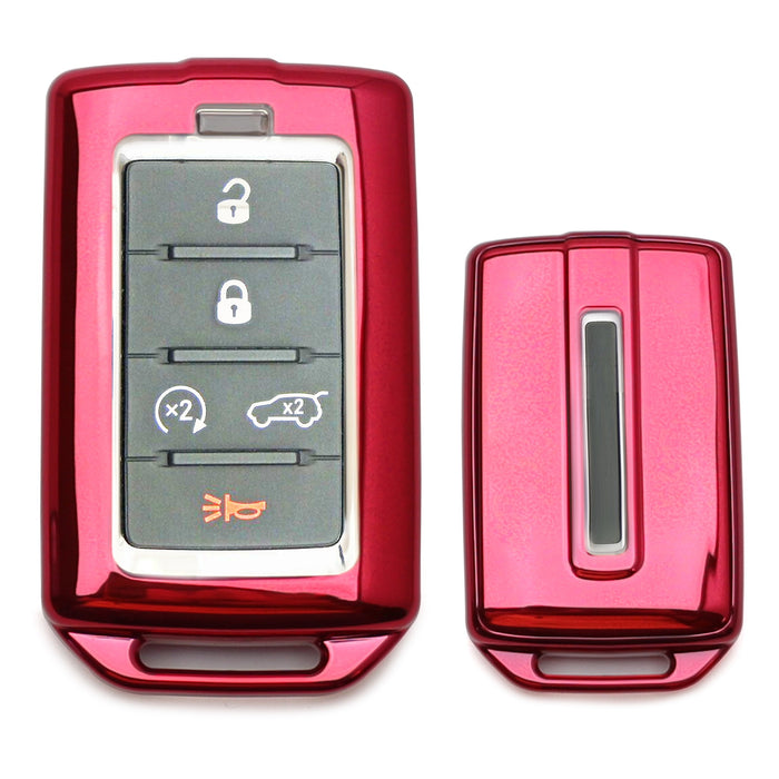 Red Full Coverage TPU Key Fob Cover Case compatible with Jeep Grand Cherokee