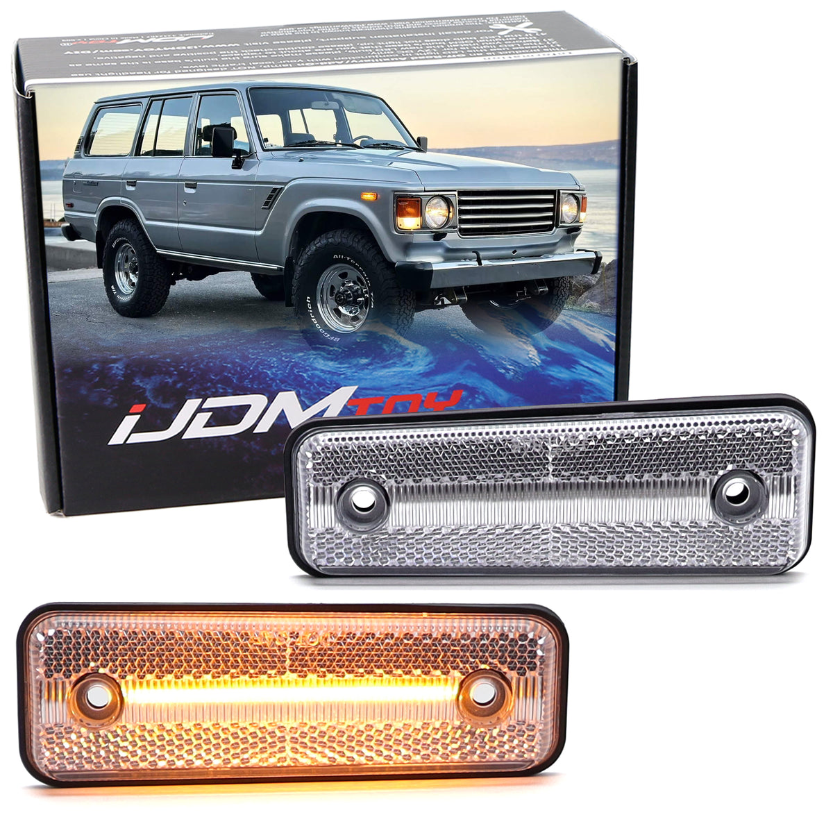 Clear Lens Amber Full LED Front Side Markers For Toyota Land