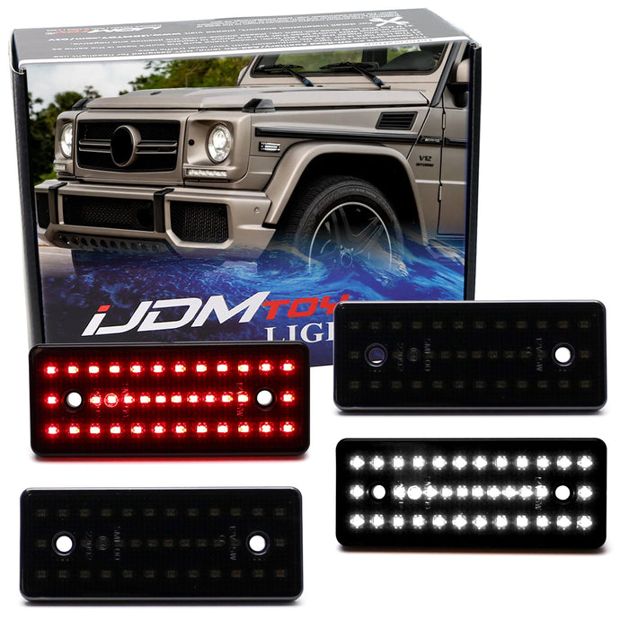 Smoked Lens White Red Full LED Dotted Side Markers For 2015-18 Benz W463 G-Class