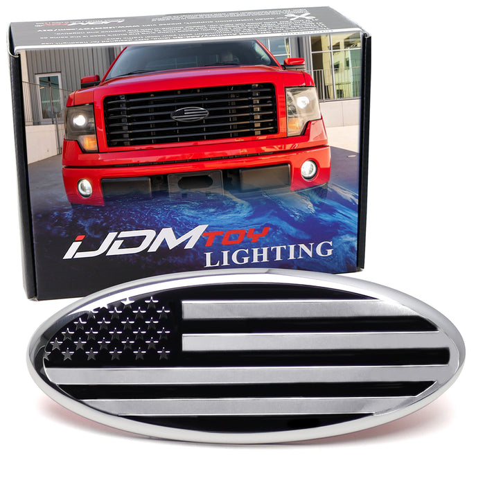 9" Black/Chrome US Flag Grille Emblem Badge For Ford F150 F250 Edge Explorer etc