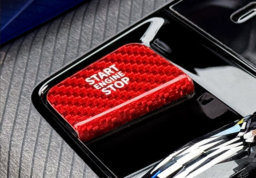 Red Real Carbon Fiber Engine Start Stop Button Cover For BMW 5 7 Series i5 i7 X3