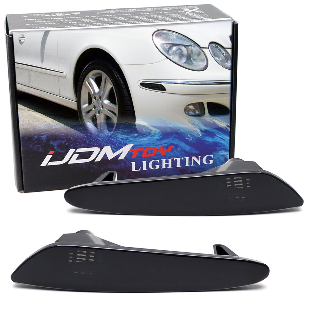 OE-Spec Smoked Front Side Marker Lamp Housings For 2003-06 Mercedes W211 E-Class