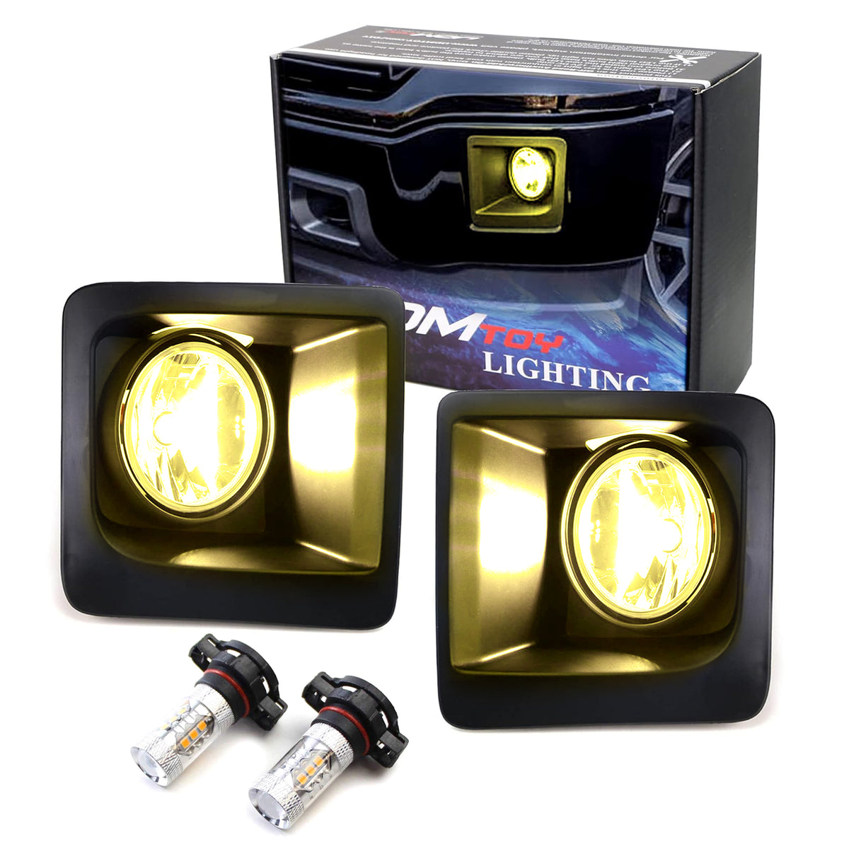 Clear Lens Yellow LED Fog Lights w/Bezel Cover, Wires For 14-15 GMC Si ...