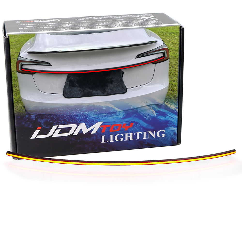 Full-Width LED Knight Rider Tailgate Strip Tail Light Bar For 24+ Tesla Moldel 3