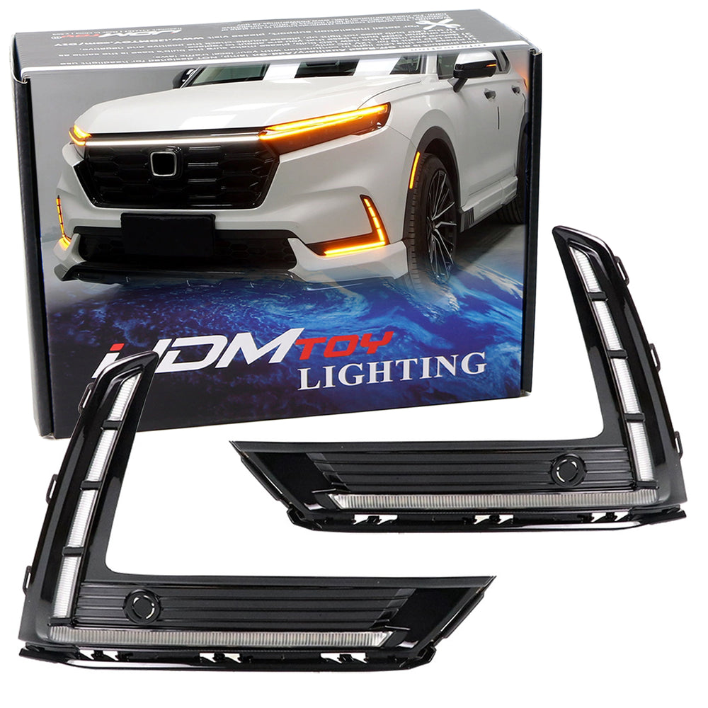 L-Shape White/Amber Switchback LED Daytime Running Light Kit For Honda Gen6 CR-V