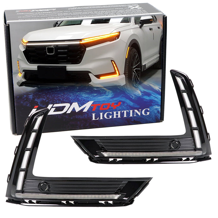 L-Shape White/Amber Switchback LED Daytime Running Light Kit For Honda Gen6 CR-V