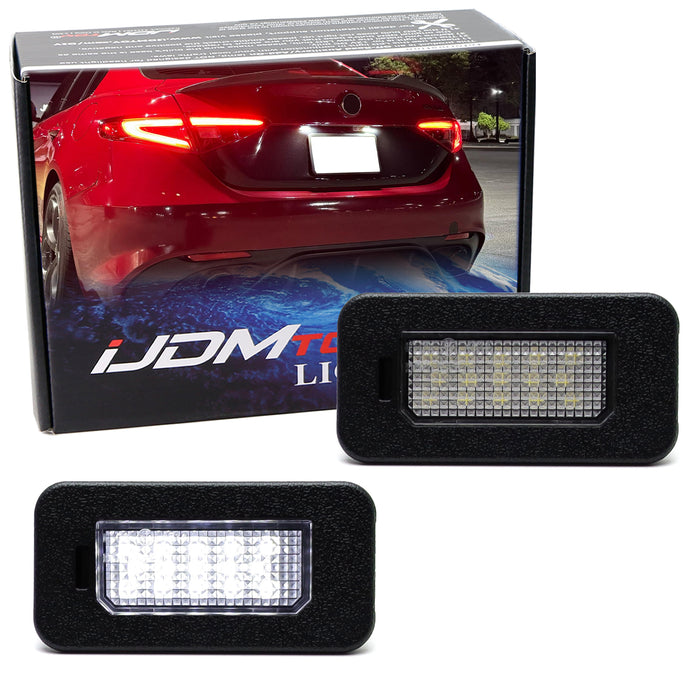 White 18-SMD Full LED License Plate Lights For Alfa Romeo 16-22 Giulia & Stelvio