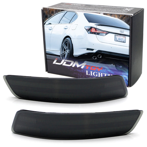 Black-Out Smoked Rear Bumper Reflector Lenses For Lexus 2013-18 ES, 2013-20 GS