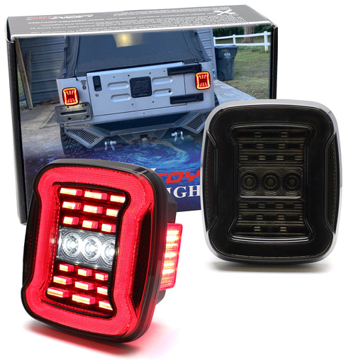 JL Style Smoke Lens Full LED Taillamps For Jeep 76-06 CJ5 CJ7 CJ8 Wrangler YJ TJ