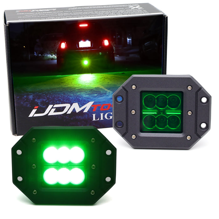 Green Lens 3-In Flush Mount 24W High Power LED Pod Lights For Jeep Truck SUV ATV