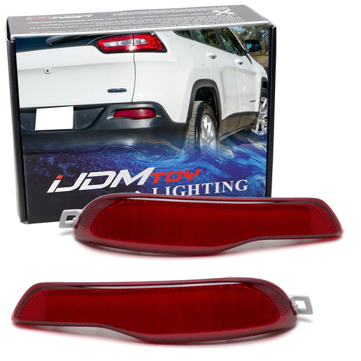 OE-Spec Dark Red Color Rear Bumper Reflector Lens For Jeep 2014-2018 Cherokee KL