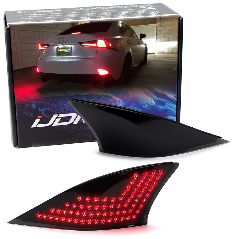 Smoked Lens Full LED Rear Bumper Reflectors Lights For 2014-20 Lexus IS250 IS350