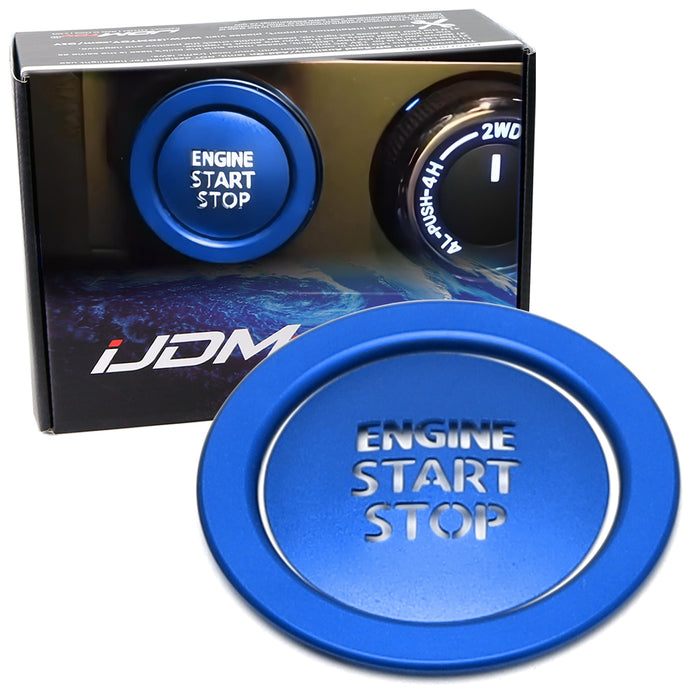 Sports Blue "Engine Start/Stop" Push Start Button w/ Ring Trim For Newer Toyota